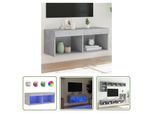The Living Store Mobile Tv Con Luci Led Grigio Cemento 80X30X30 Cm