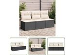 The Living Store Divano Da Giardino Con Cuscini A 3 Posti In Poly Rattan Nero