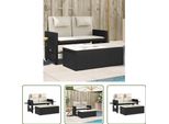 The Living Store Panca Da Giardino Regolabile Con Cuscini In Poly Rattan Nero