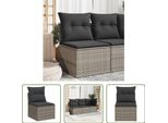 The Living Store Divano Da Giardino Senza Braccioli Con Cuscini Grigio Poly Rattan