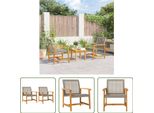 The Living Store Sedie Da Giardino 2 Pz. Poli Rattan Grigio E Legno Di Acacia