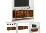 The Living Store Pensili Tv Con Luci Led 2 Pz. Rovere Fumé 60X35X41Cm