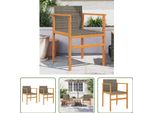 The Living Store Sedie Da Giardino 2 Pz. Poli Rattan Grigio E Legno Massiccio