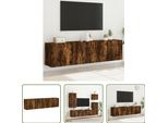The Living Store Pensili Tv 2 Pz. Rovere Fumé 80X30X41 Cm