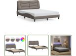 The Living Store Struttura Letto Con Tessuto Led Taupe 140X200 Cm