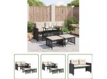The Living Store Set Di Divani Da Giardino 4 Pezzi Con Cuscini In Polirattan Nero E Vetro