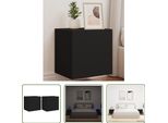 The Living Store Pareti Tv Con Luci Led 2 Pezzi Nero 40,5X35X40 Cm