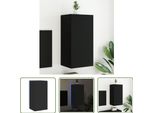The Living Store Mobile Tv A Parete Con Luci Led Nero 40,5X35X80 Cm