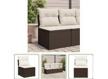 The Living Store Divano Da Giardino Senza Braccioli Con Cuscini In Poly Rattan Marrone