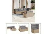 The Living Store Set Di Divani Da Giardino 9 Pezzi Con Cuscini Beige In Poly Rattan