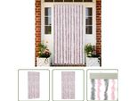 The Living Store Tenda A Mosca Grigio Argento E Rosa 90X220 Cm In Ciniglia
