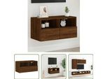 The Living Store Parete Tv Effetto Rovere Marrone 60X30X30 Cm Materiale Legno