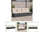 The Living Store Divano Da Giardino Con Cuscini A 4 Posti In Poly Rattan Nero