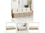 The Living Store Divano Da Giardino Con Cuscini A 4 Posti In Poly Rattan Beige
