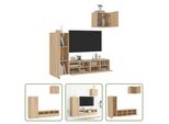 The Living Store Parete Attrezzata 4 Pezzi In Legno Rovere Sonoma