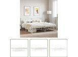 The Living Store Struttura Letto Con Testiera E Pediera In Metallo Bianco 193X203 Cm