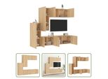 The Living Store Parete Attrezzata 5 Pezzi In Legno Rovere Sonoma