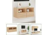 The Living Store Parete Tv In Rovere Sonoma 60X30X30 Cm Materiale In Legno