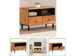 The Living Store Mobile Tv 70X33X46 Cm In Legno Massiccio Di Acacia