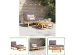 The Living Store Set Da Giardino 3 Pezzi Con Cuscini In Legno Massiccio Di Acacia