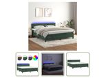 The Living Store Letto A Molle Insacchettate Con Materasso E Led In Velluto Verde Scuro 160X200 Cm