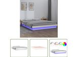 The Living Store Letto In Legno Massiccio Con Illuminazione A Led Bianco 140X200 Cm