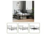 The Living Store Struttura Letto Con Testiera E Pediera In Metallo Nero 100X200 Cm