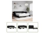 The Living Store Letto Da Giorno Allungabile Nero 90X200 Cm In Tessuto
