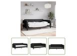 The Living Store Letto Da Giorno Con Materasso Nero 100X200 Cm In Tessuto