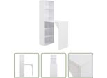 The Living Store Tavolo Bar Con Armadio Bianco 115X59X200 Cm