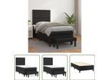 The Living Store Letto A Molle Con Materasso Nero 90X190 Cm In Pelle Finta