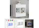 The Living Store Pensile Tv Con Luci Led Bianco 58,5X30X60,5 Cm