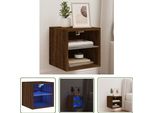 The Living Store Parete Tv Con Luci Led Look Rovere Marrone 30X28,5X30Cm