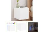 The Living Store Pensile Tv Con Luci Led Bianco 30,5X35X30 Cm