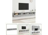 The Living Store Pensili Tv 2 Pz. Grigio Cemento 100X30X30 Cm Materiale A Base Di Legno