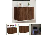 The Living Store Parete Tv Con Luci Led Effetto Rovere Brown 60X35X41 Cm