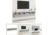 The Living Store Pensili Tv 2 Pz. Grigio Cemento 80X30X30 Cm Materiale A Base Di Legno