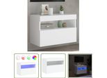 The Living Store Pensile Tv Con Luci Led Bianco 60X30X40 Cm