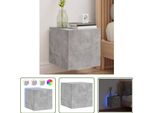 The Living Store Parete Tv Con Luci Led Grigio Cemento 30,5X35X30 Cm