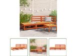 The Living Store Divano Da Giardino Con Poggiapiedi 2 Posti In Legno Di Pino Massiccio Marrone Cera