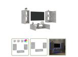 The Living Store Parete Tv A 3 Pezzi Con Luci Led Grigio Cemento