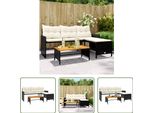 The Living Store Divano Da Giardino A L Con Tavolo E Cuscini In Poly Rattan Nero