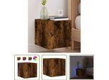 The Living Store Parete Tv Con Luci Led Rovere Fumé 30,5X35X30 Cm