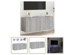 The Living Store Parete Tv Con Luci Led Grigio Sonoma 100X35X41 Cm