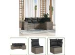 The Living Store Set Di Divani Da Giardino 4 Pezzi Con Cuscini In Poly Rattan Grigio
