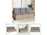 The Living Store Divano Da Giardino Con Cuscini A 3 Posti In Poly Rattan Beige