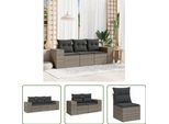 The Living Store Set Di Divani Da Giardino 3 Pezzi Con Cuscini In Poly Rattan Grigio