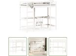 The Living Store Letto A Soppalco Con Scrivania Bianco 90X200 Cm In Legno Di Pino Massiccio