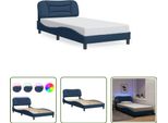 The Living Store Struttura Letto Con Tessuto Led Blue 100X200 Cm