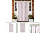 The Living Store Tenda A Mosca Grigio Argento E Rosa 100X230 Cm In Ciniglia